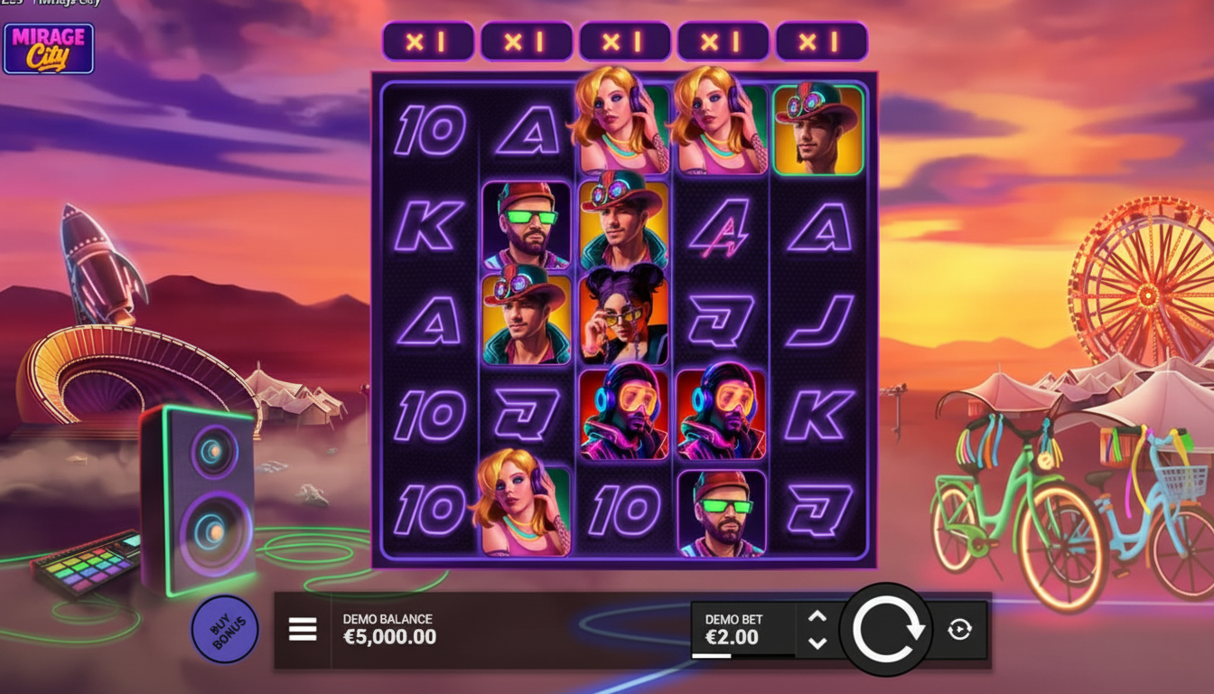 🎰 Juega Mirage City en México: ¡La Fiesta Neón con Multiplicadores Explosivos!